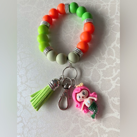 Colorful Beaded Kids Bracelet with Mermaid Charm - Picture 2 of 6